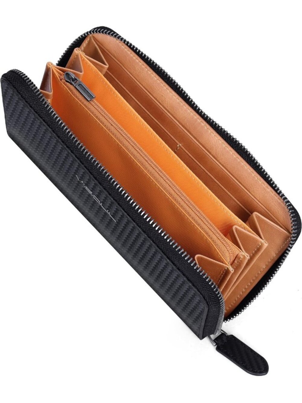 RFID Blocking Leather Wallet for Men - Large Two-Tone Zippered Clutch Pouch